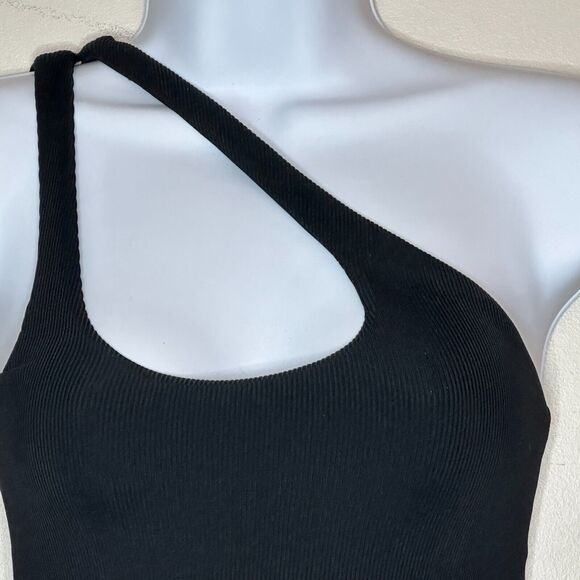 L*Space Phoebe One Shoulder Cut Out Ribbed One-Piece Swimsuit Black Women 4 NWT - Picture 7 of 10